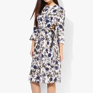 Topshop floral dress lace up sides pink sz 12